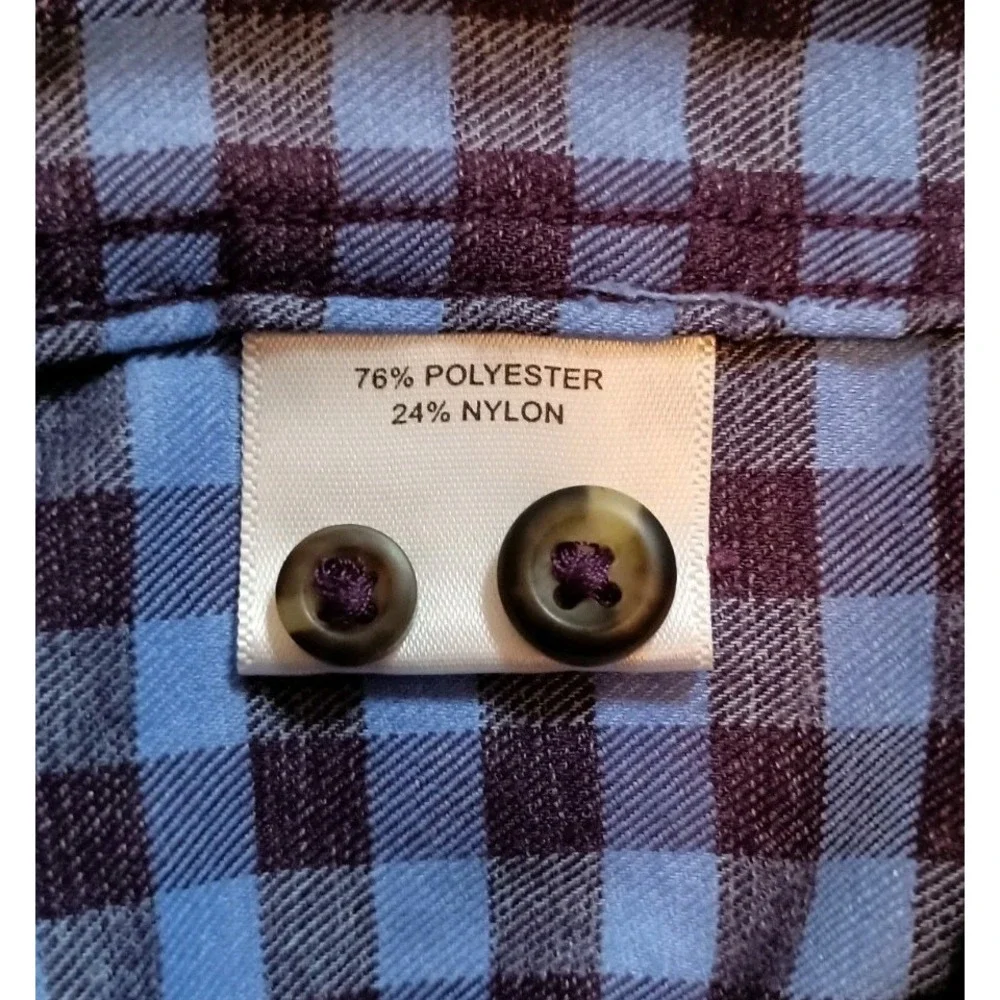 Peter Millar Crown Sport Blue & Plum Check Long Sleeve Button Down Shirt Men's L - Picture 7 of 10